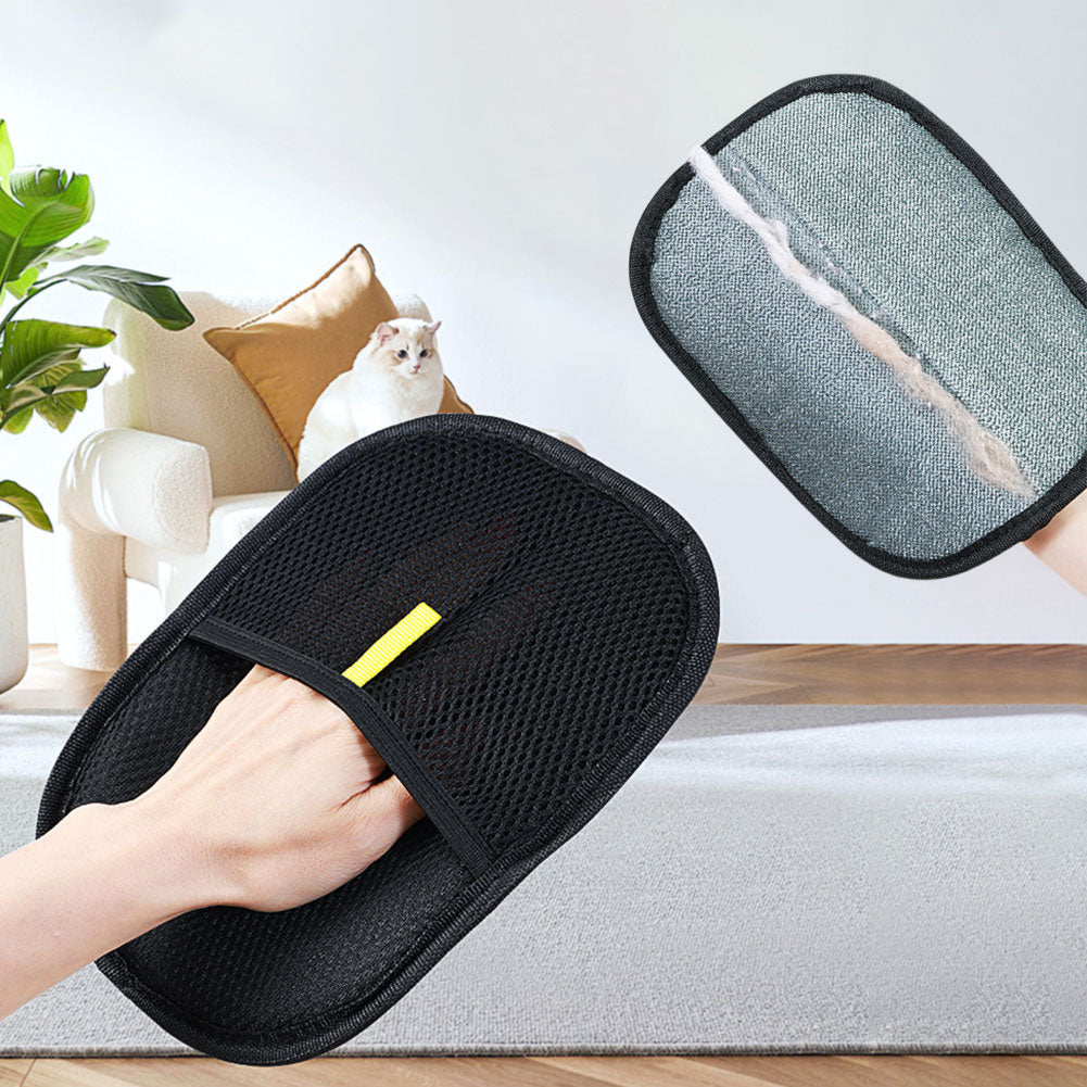 Pet hair mitt showing its fabric cleaning surface